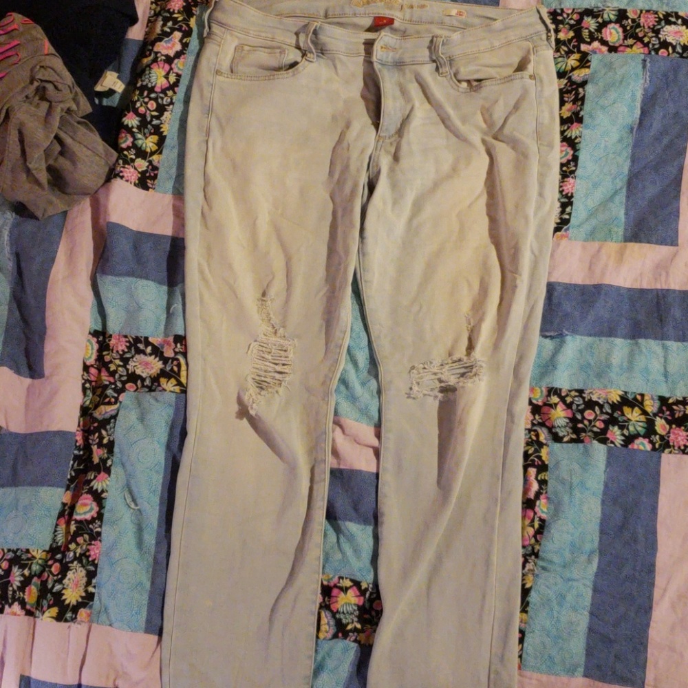Sky blue ripped jeans